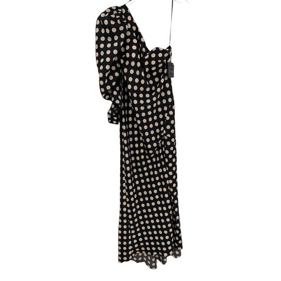 MAC DUGGAL Dress Size 12 Evening Gown NEW Black Cream One Sleeve Polka Dot - Picture 6 of 9